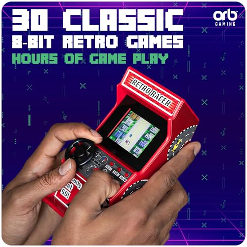 Thumbs Up Orb - Mini Arcade Racing Machine: Handheld Console with 30 Pre-Loaded 8-Bit Games, 2.4" LCD Screen, Steering Wheel, Gear Stick, Control Buttons, Games Console - Image 2