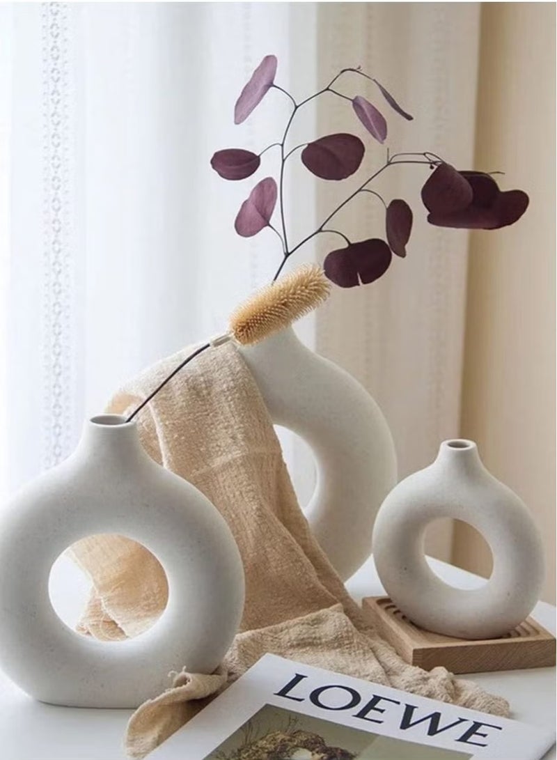 يوڠام مزهرية سيراميك ديكور منزلي عصري مستديرة غير لامعة لمزهريات زهور البامباس بأسلوب بسيط نورديك بوهيمي مناسبة لحفلات الزفاف وطاولة العشاء والحفلات وغرفة المعيشة والمكتب وغرفة النوم - Image 2