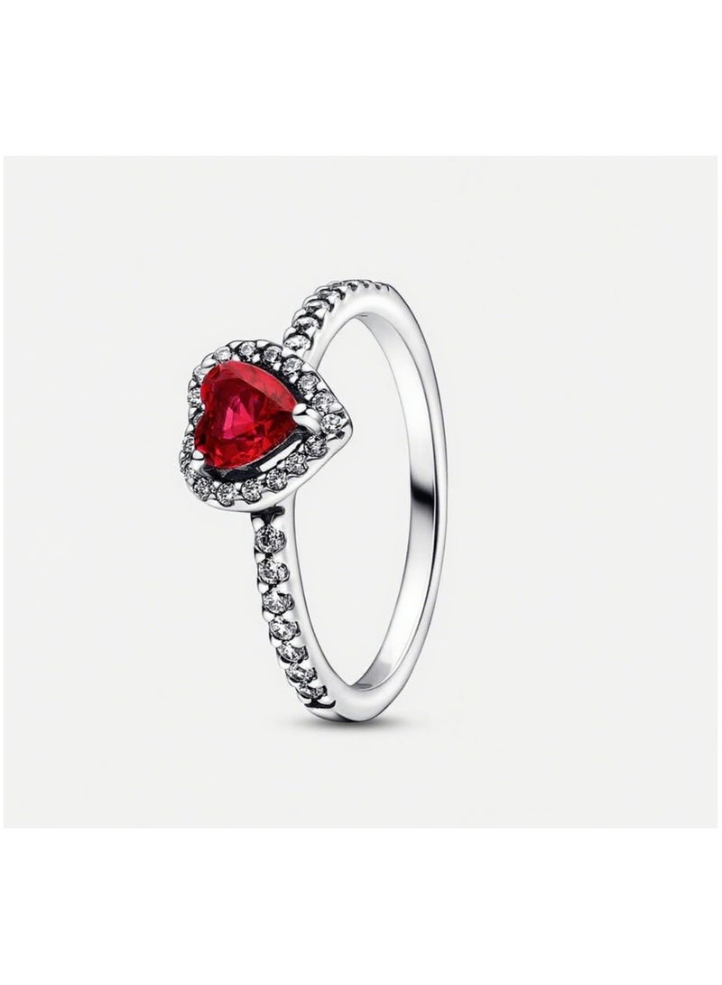 DORA Timeless Sterling Silver Elevated Red Heart Ring for Women - Image 1
