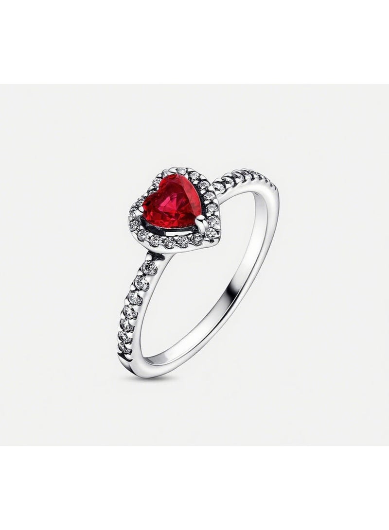 DORA Timeless Sterling Silver Elevated Red Heart Ring for Women - Image 3