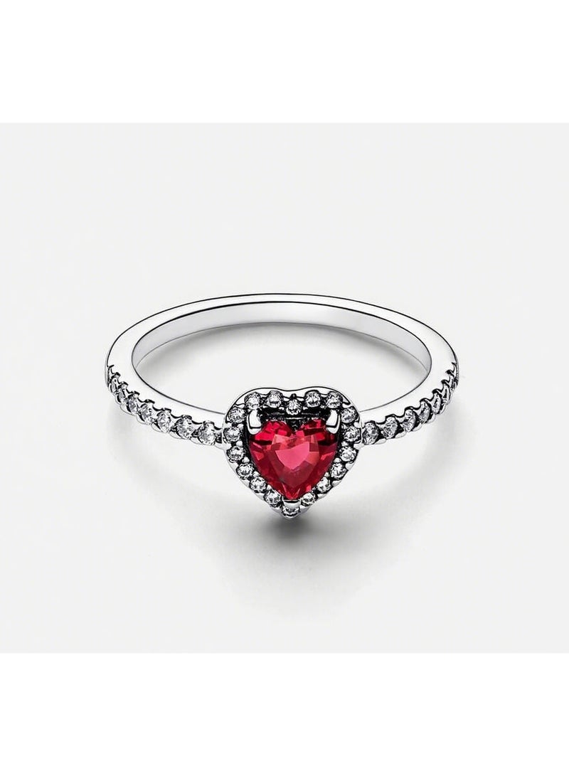 DORA Timeless Sterling Silver Elevated Red Heart Ring for Women - Image 2