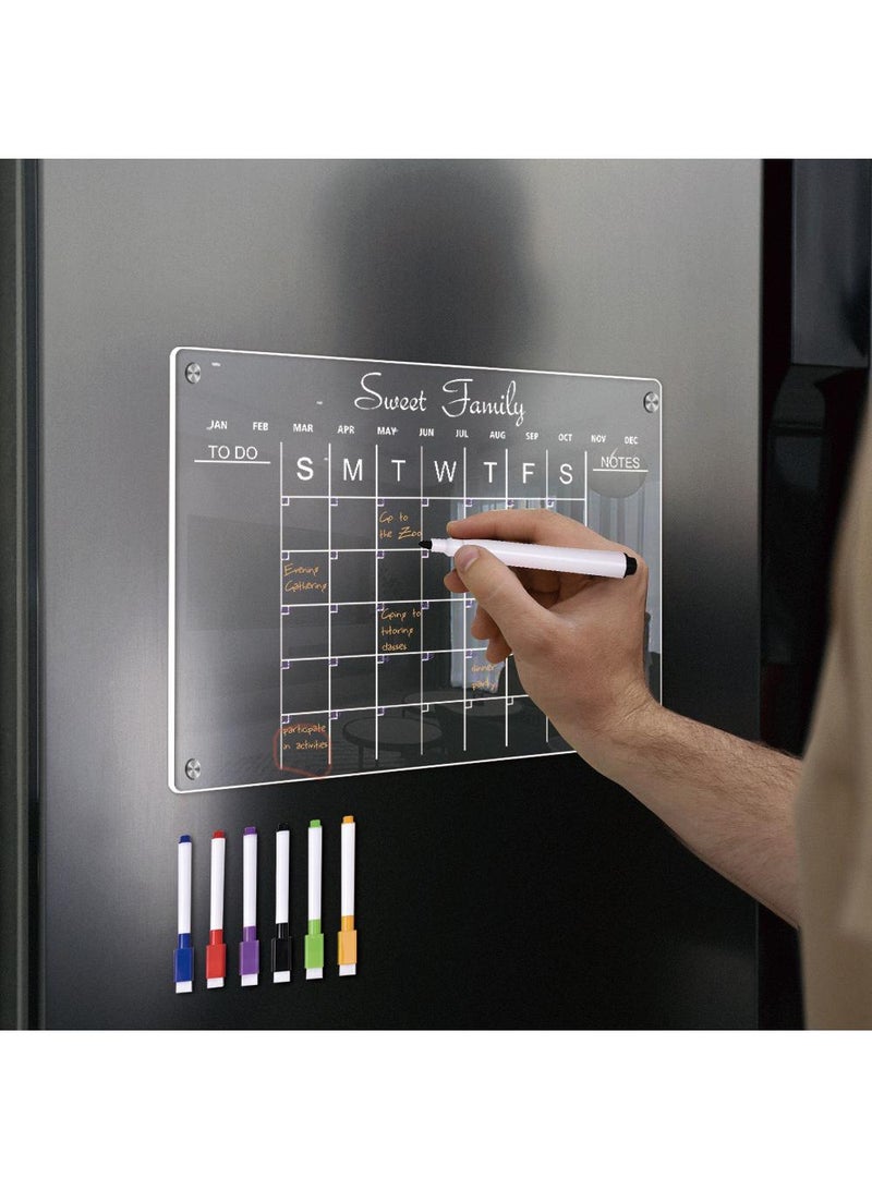 لوحة ملاحظات أسبوعية شفافة مغناطيسية من الأكريليك، ملصق مغناطيسي قابل للمسح على الثلاجة - Image 1