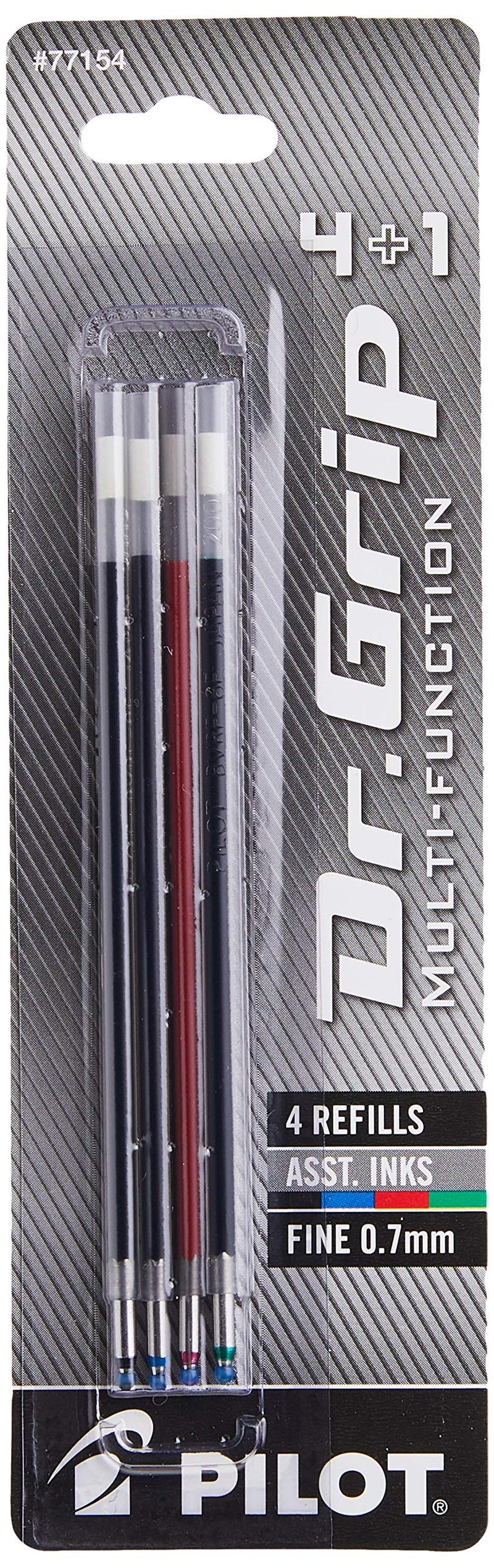 PILOT Dr. Grip 4+1 Multi-Function Ballpoint Ink Refills, Fine Point, Black/Red/Blue/Green Inks, 4-Pack (77154) - Image 4
