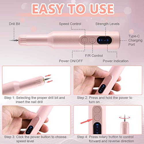 MAYCREATE® Cordless Nail Drill Machine with Drill Bit Kit Professional Adjustable Nail Machine for Gel,Extension,Salon Electric Manicure Pedicure Kit - Image 3