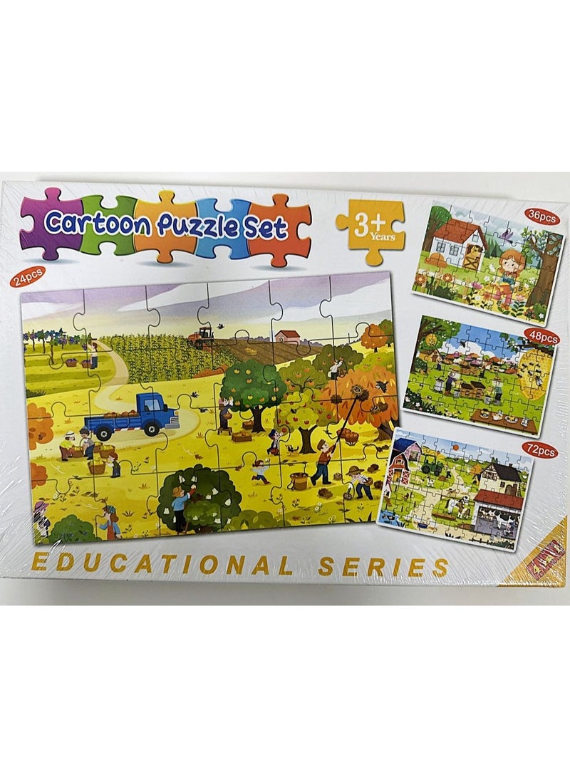Cartoon Puzzle Set (4 in 1) Educational Series (age: 3+ years). Size: 35 x 24 x 4 cm - Image 1