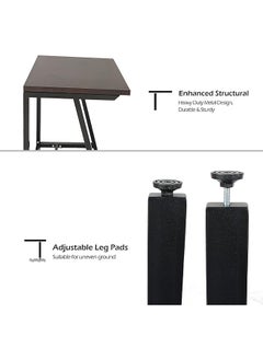 RIGID Steel Workstation Desk with Wooden Top Black 75x100x50cm  - Image 4