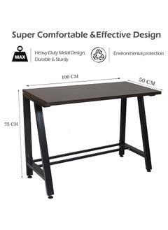 RIGID Steel Workstation Desk with Wooden Top Black 75x100x50cm  - Image 2