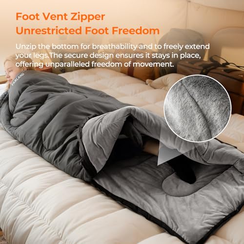 FARLAND Sleeping Bag for Adults, Cold Weather & Warm Plush Fleece-Lined Interior - Portable Waterproof Windproof with Compression Sack for Camping Hiking Traveling Indoor & Outdoor - Image 3