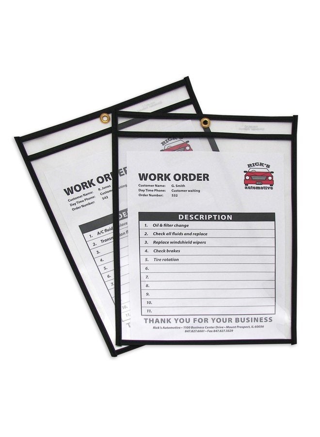 C-Line Stitched Shop Ticket Holders, Both Sides Clear, 9 x 12 Inches, 25 per Box (46912) - Image 2