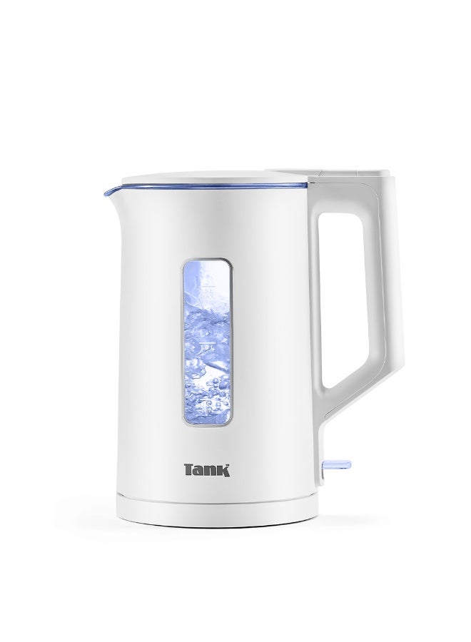 TANK Tank Safe Touch Glass Kettle, 1.5L Capacity, 1500 Watts, Silver Frame, DG-2338 - Image 1