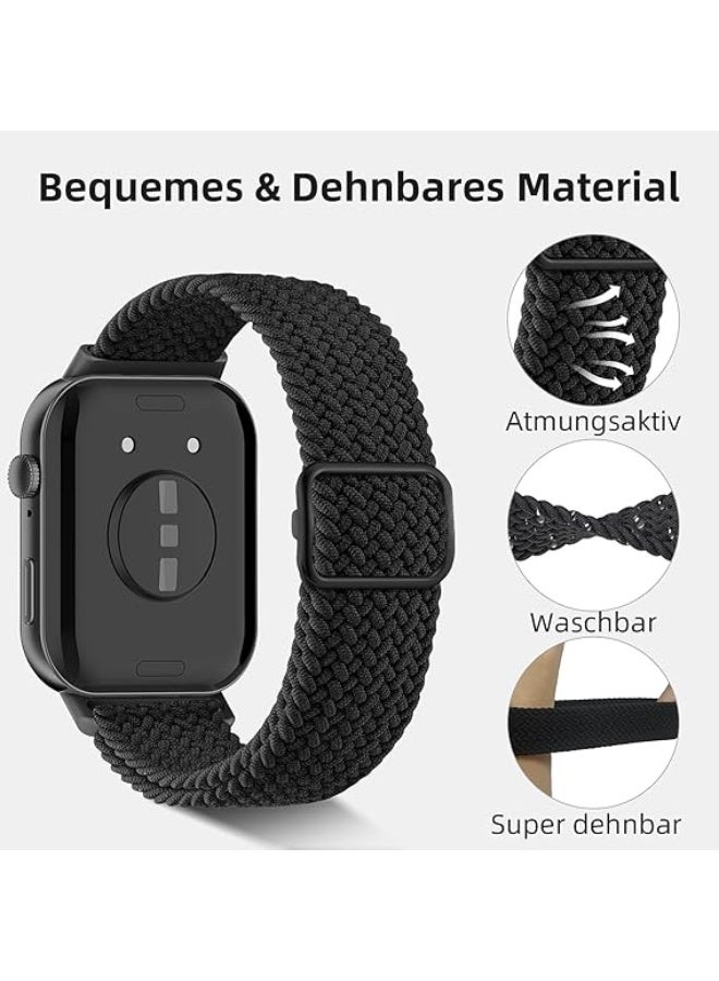 حَبْل تِك 3 قطع حزام نايلون مضفر متوافق مع هواوي واتش Fit 5 / Fit 5 Pro / Fit 4 / Fit 4 Pro / Fit 3، سوار رياضي مرن وناعم من النايلون للاستبدال لساعة هواوي الذكية (أسود، أزرق، أبيض رمادي) - Image 2