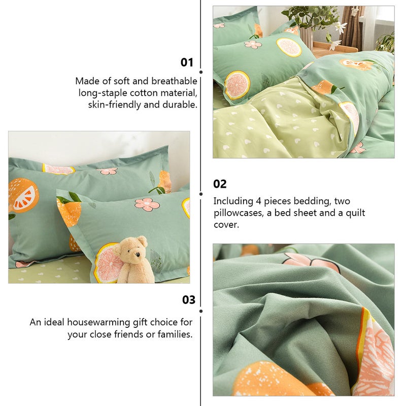 1 Set Thickened Bed Sheet Quilt Cover Kit Cotton Bed Sheet Cover Set (1.8M Bed) - Image 4