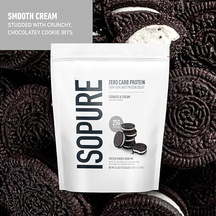 Isopure Zero Carb 100% Pure Whey Isolate Protein Powder, Lactose Free, Gluten Free, With Vitamins, Cookies & Cream, 25g Protein Per Serving, 1 Lb, 15 Servings (Packaging May Vary) - Image 3