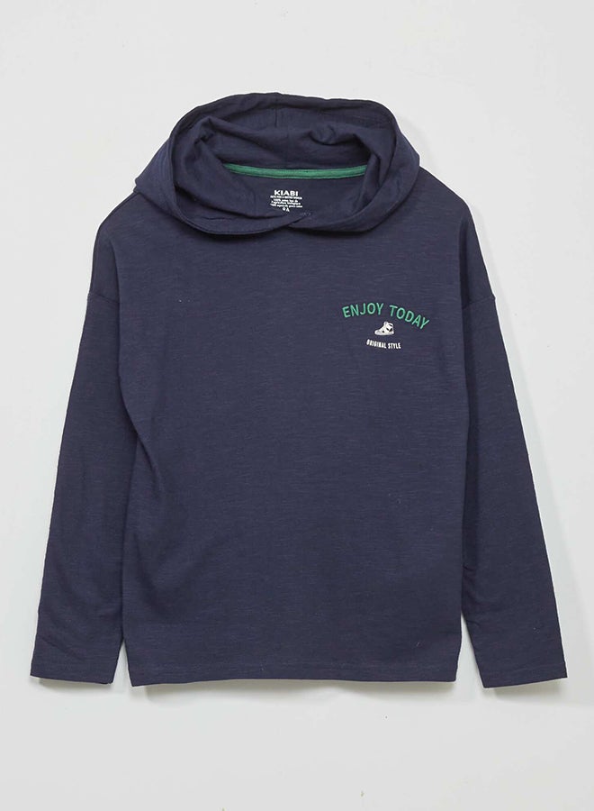Kiabi Boy Printed Hooded T-Shirt (LS) - Image 1