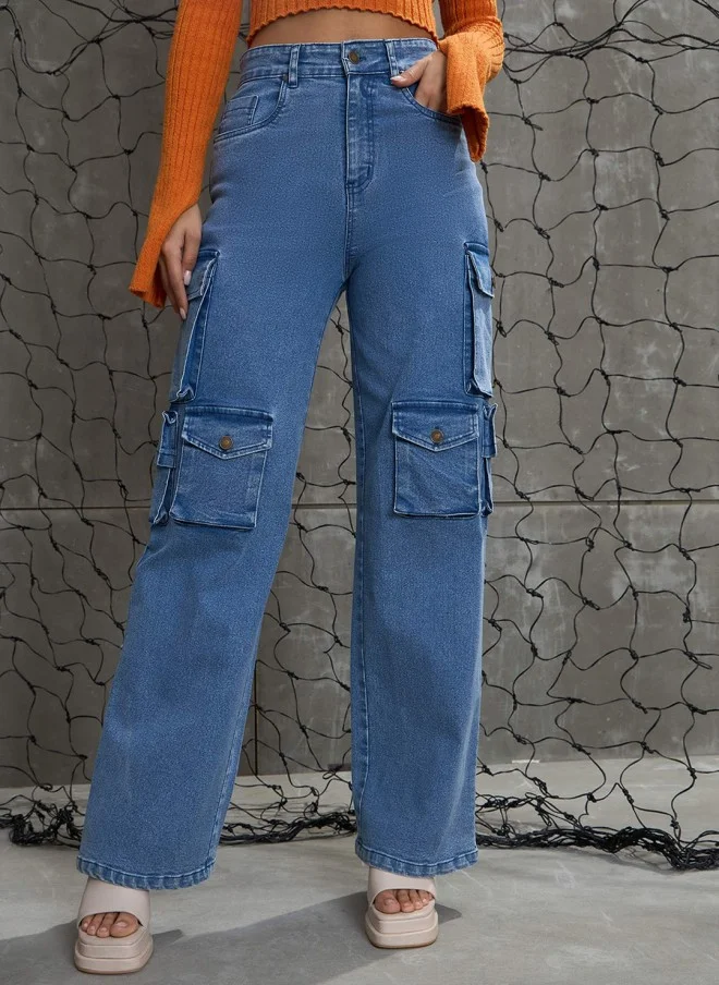 ساسافراس Comfort High-Rise Acid Wash Jeans for Women