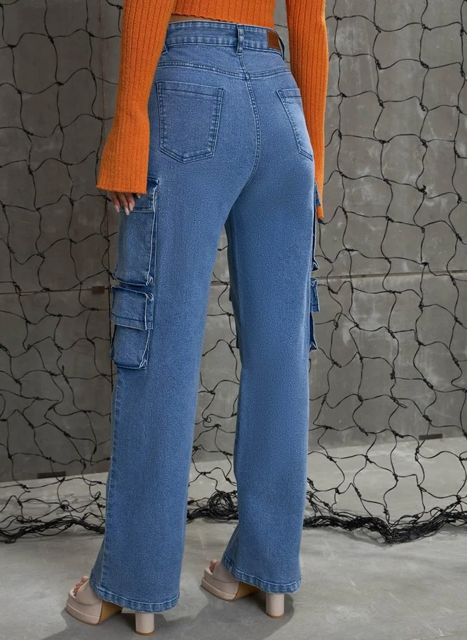 ساسافراس Comfort High-Rise Acid Wash Jeans for Women