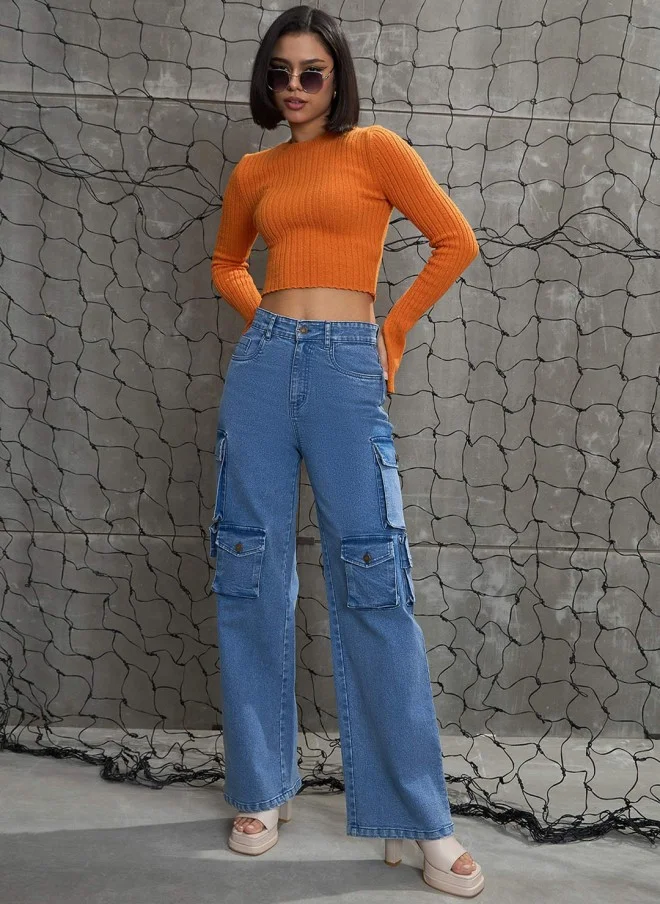 ساسافراس Comfort High-Rise Acid Wash Jeans for Women