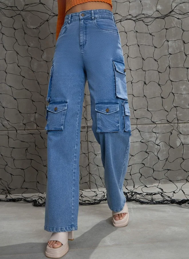 ساسافراس Comfort High-Rise Acid Wash Jeans for Women