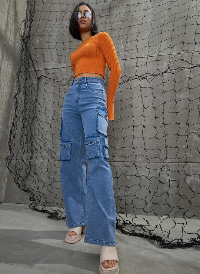 ساسافراس Comfort High-Rise Acid Wash Jeans for Women