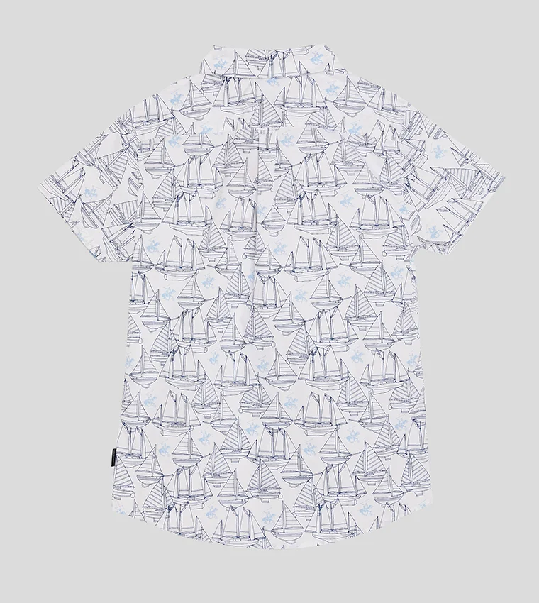 BEVERLY HILLS POLO CLUB Boy's Logo Printed Regular Fit Shirt