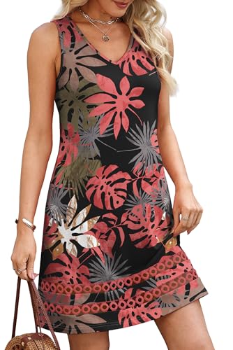 Sipaya Beach Dresses for Women Casual Dressy Summer Clothes Boho Sundresses Tropical African Dresses Floral Travel Outfits Vacation Essentials Pink Printed L - Image 4