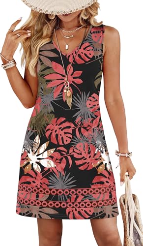 Sipaya Beach Dresses for Women Casual Dressy Summer Clothes Boho Sundresses Tropical African Dresses Floral Travel Outfits Vacation Essentials Pink Printed L - Image 2