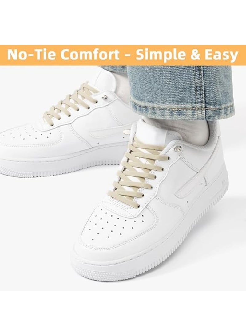 SYOSI Elastic No Tie Shoe Laces, Stretch Flat Tieless Shoestrings for Sneakers, Adjustable Shoelace Replacement for Kids and Adults, Easy Slip On Quick Lock Laces for Running Walking Sports, 2 Pairs - Image 2