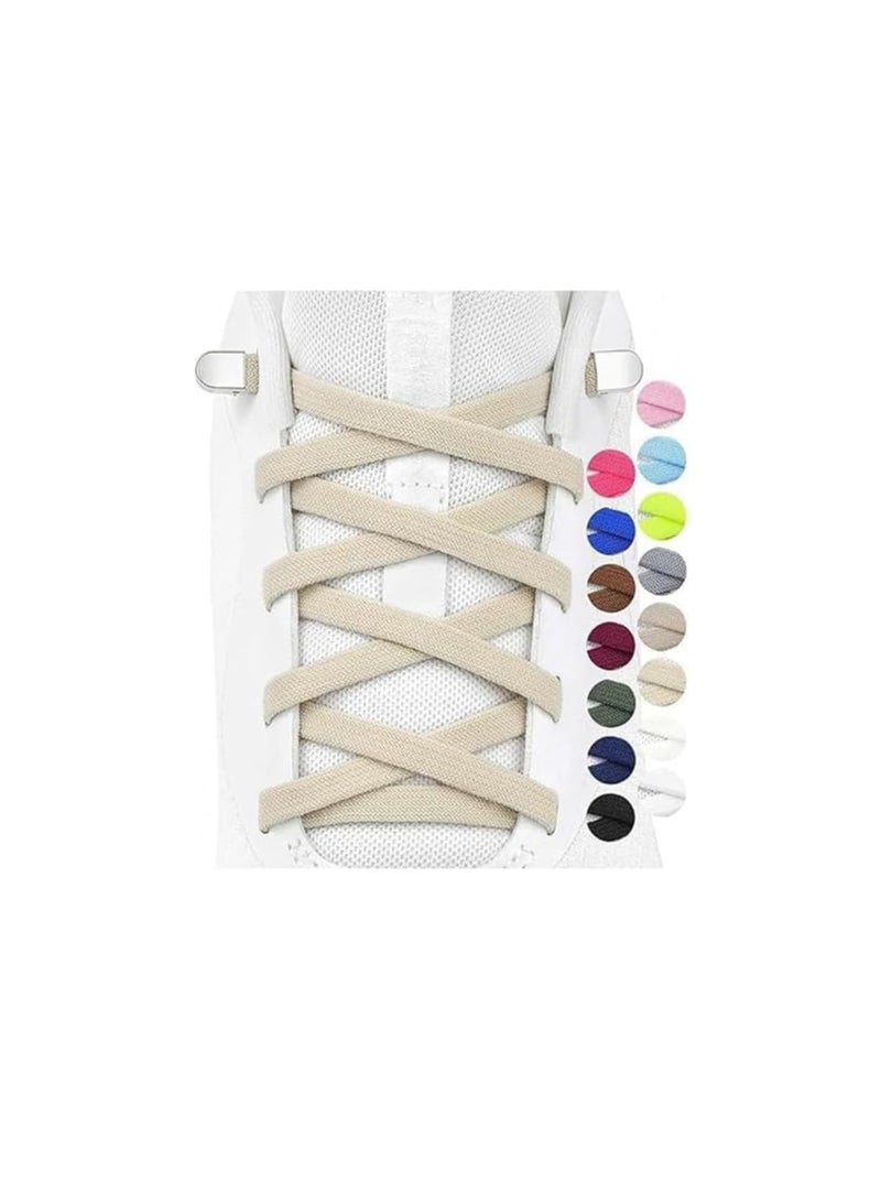 SYOSI Elastic No Tie Shoe Laces, Stretch Flat Tieless Shoestrings for Sneakers, Adjustable Shoelace Replacement for Kids and Adults, Easy Slip On Quick Lock Laces for Running Walking Sports, 2 Pairs - Image 1