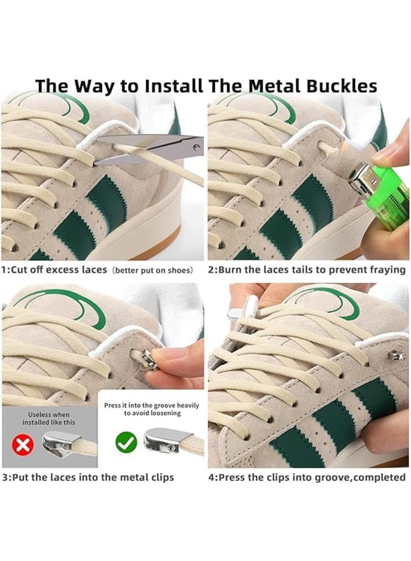 SYOSI Elastic No Tie Shoe Laces, Stretch Flat Tieless Shoestrings for Sneakers, Adjustable Shoelace Replacement for Kids and Adults, Easy Slip On Quick Lock Laces for Running Walking Sports, 2 Pairs - Image 4