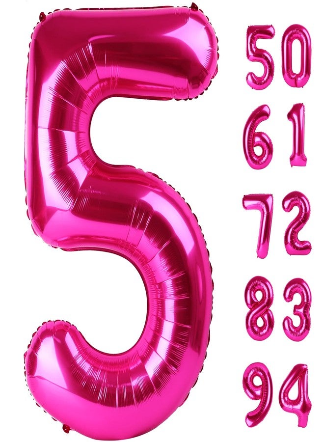 IWERP Hot Pink 5 Balloon, Number Balloons 40 Inch, 5th Birthday Balloon Decorations, Hot Pink Party Supplies, 5 Number Balloons, Number 5 Balloon - Image 1