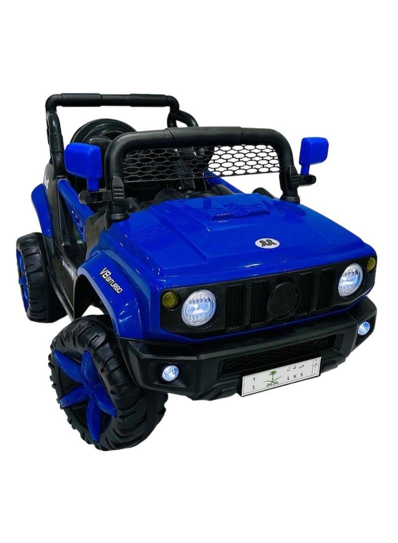 Electric Ride On Jeep Car With Remote Control For Kids Blue