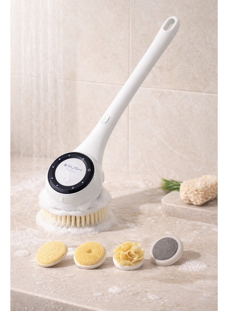 Electric Shower Brush 1PC, Rechargeable Body Scrubber with Long Handle, Waterproof Spinning Bath Brush for Back Exfoliating Deep Cleaning - Image 1