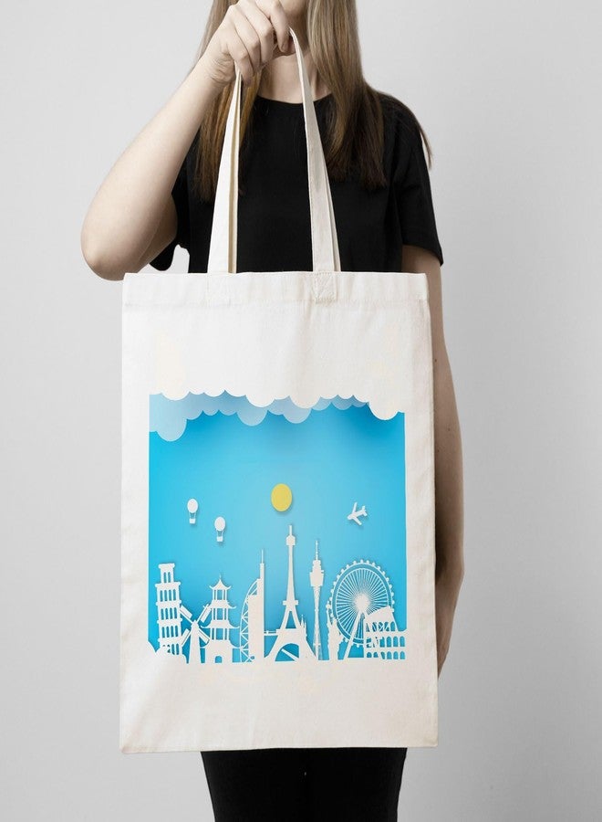 ARTBUG Tote Bag for Women with zip, Aesthetic Canvas tote bag for college girls, office, stylish and reusable - Travel - D No - 057 - Image 3