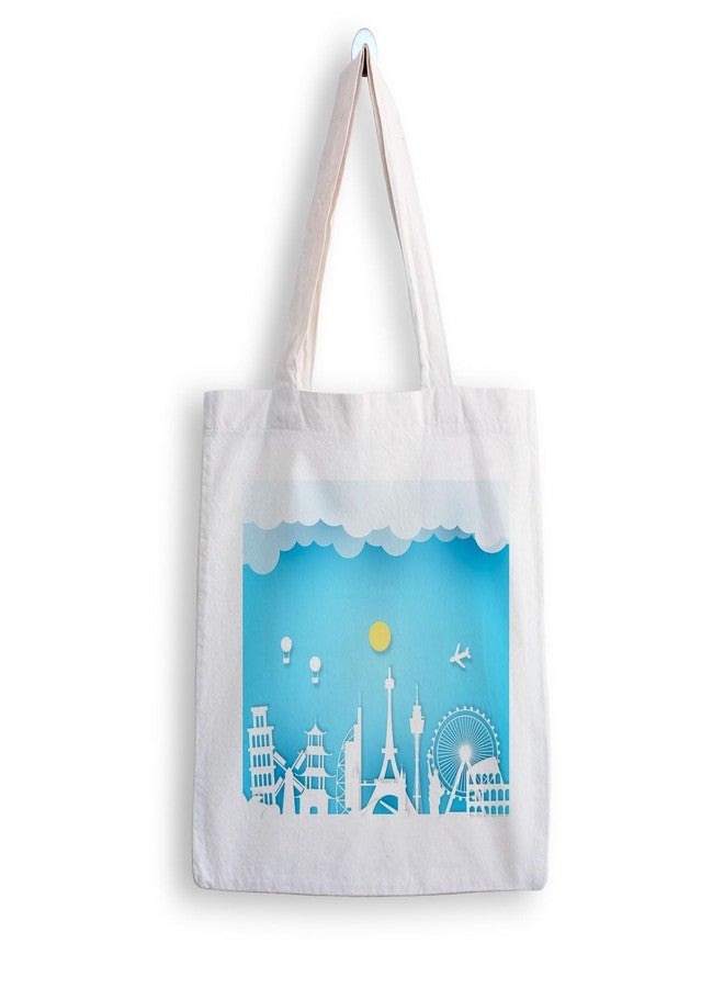 ARTBUG Tote Bag for Women with zip, Aesthetic Canvas tote bag for college girls, office, stylish and reusable - Travel - D No - 057 - Image 1