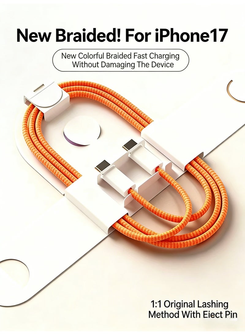 USB-C to USB-C Cable 60W Fast Charging Braided Charger Cord 1M 480Mbps Data Transfer for iPhone 15/16/17 Series - Image 4