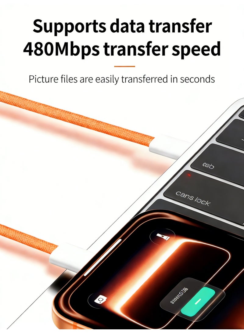 USB-C to USB-C Cable 60W Fast Charging Braided Charger Cord 1M 480Mbps Data Transfer for iPhone 15/16/17 Series - Image 3