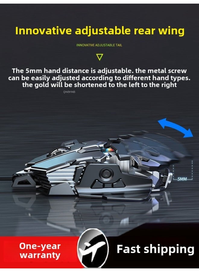 Generic - Desktop MK500 Walker Wired Metal Electric Competition Machinery Front Weight Computer Qingying Silent Macro Mouse-Color:Battleship Gray Qingying Silent Version [12800dpi Qingying Full-key Macro Programming Qingying Tail Wing Adjustable. Qingying - Image 1
