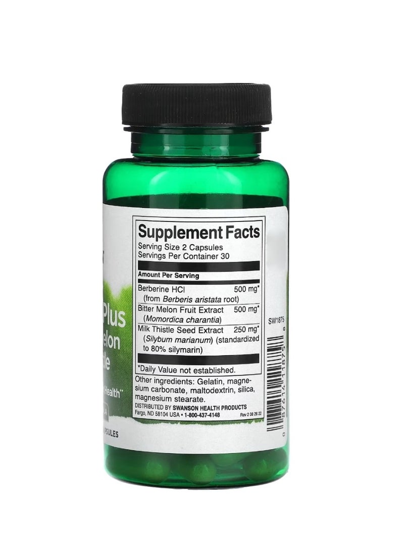 SWANSON Berberine Plus with Bitter Melon & Milk Thistle 60 Capsules  - Image 2