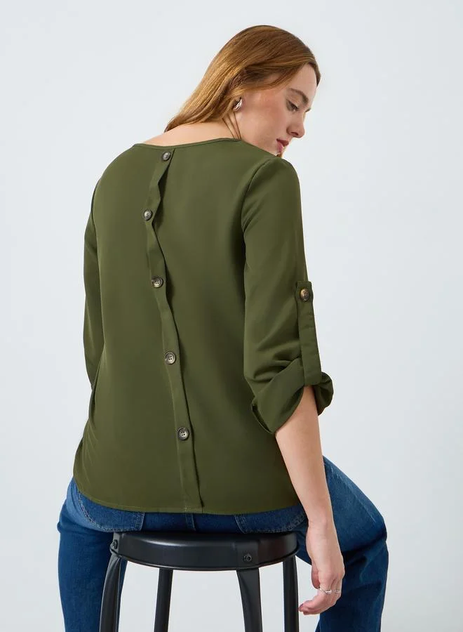 Take Two Women Solid Roll-Up Sleeves Top