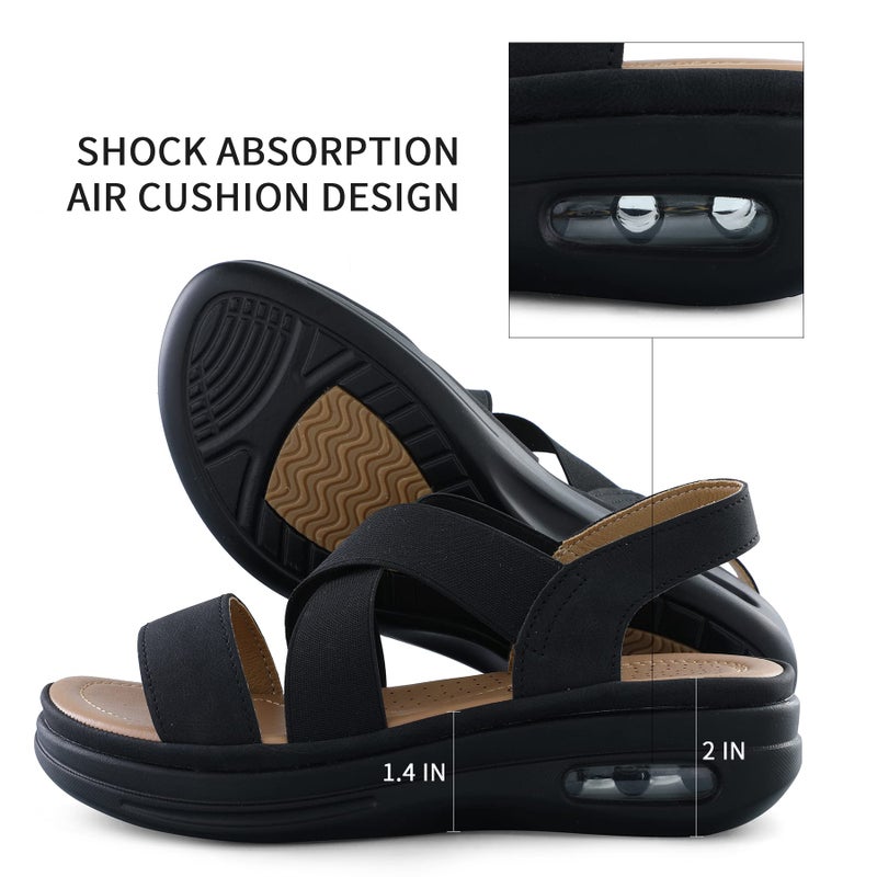 mysoft Women's Comfortable Walking Sandals Air Cushion Sport Slingback Elastic Band Platform Shoes - Image 4