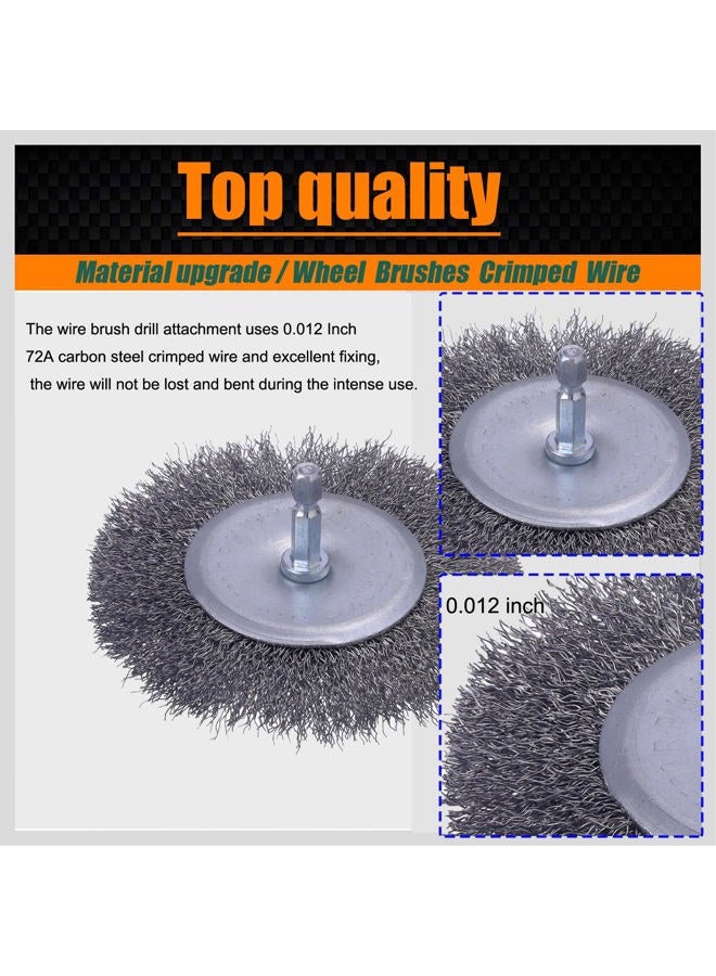 WENORA 20 Pack Wire Brush Wheel for Drill Set, Wire Brush for Drill 1/4 Inch Hex Shank 0.012 inch Coarse Carbon Steel, Wire Wheel for Drill for Cleaning Rust and Abrasive,Wire Brush Drill Attachment - Image 5