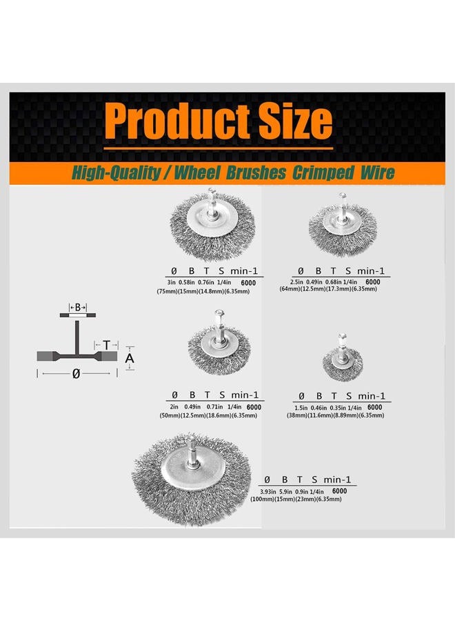 WENORA 20 Pack Wire Brush Wheel for Drill Set, Wire Brush for Drill 1/4 Inch Hex Shank 0.012 inch Coarse Carbon Steel, Wire Wheel for Drill for Cleaning Rust and Abrasive,Wire Brush Drill Attachment - Image 4