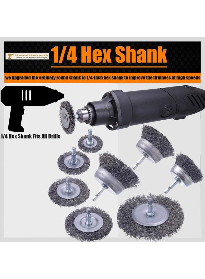 WENORA 20 Pack Wire Brush Wheel for Drill Set, Wire Brush for Drill 1/4 Inch Hex Shank 0.012 inch Coarse Carbon Steel, Wire Wheel for Drill for Cleaning Rust and Abrasive,Wire Brush Drill Attachment - Image 2