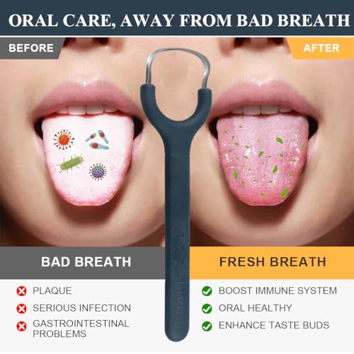 HANNEA® Tongue Cleaner for Adults Kids Stainless Steel Tongue Scraper with Anti-slip Handle Design Oral Odor Remover Tongue Cleaners Home Travel Oral Hygiene Tool - Image 3