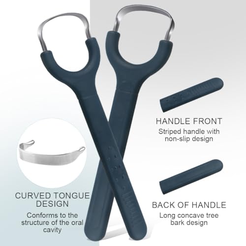 HANNEA® Tongue Cleaner for Adults Kids Stainless Steel Tongue Scraper with Anti-slip Handle Design Oral Odor Remover Tongue Cleaners Home Travel Oral Hygiene Tool - Image 4