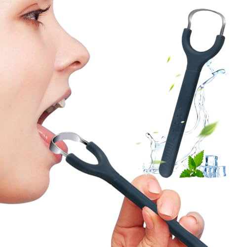 HANNEA® Tongue Cleaner for Adults Kids Stainless Steel Tongue Scraper with Anti-slip Handle Design Oral Odor Remover Tongue Cleaners Home Travel Oral Hygiene Tool - Image 1