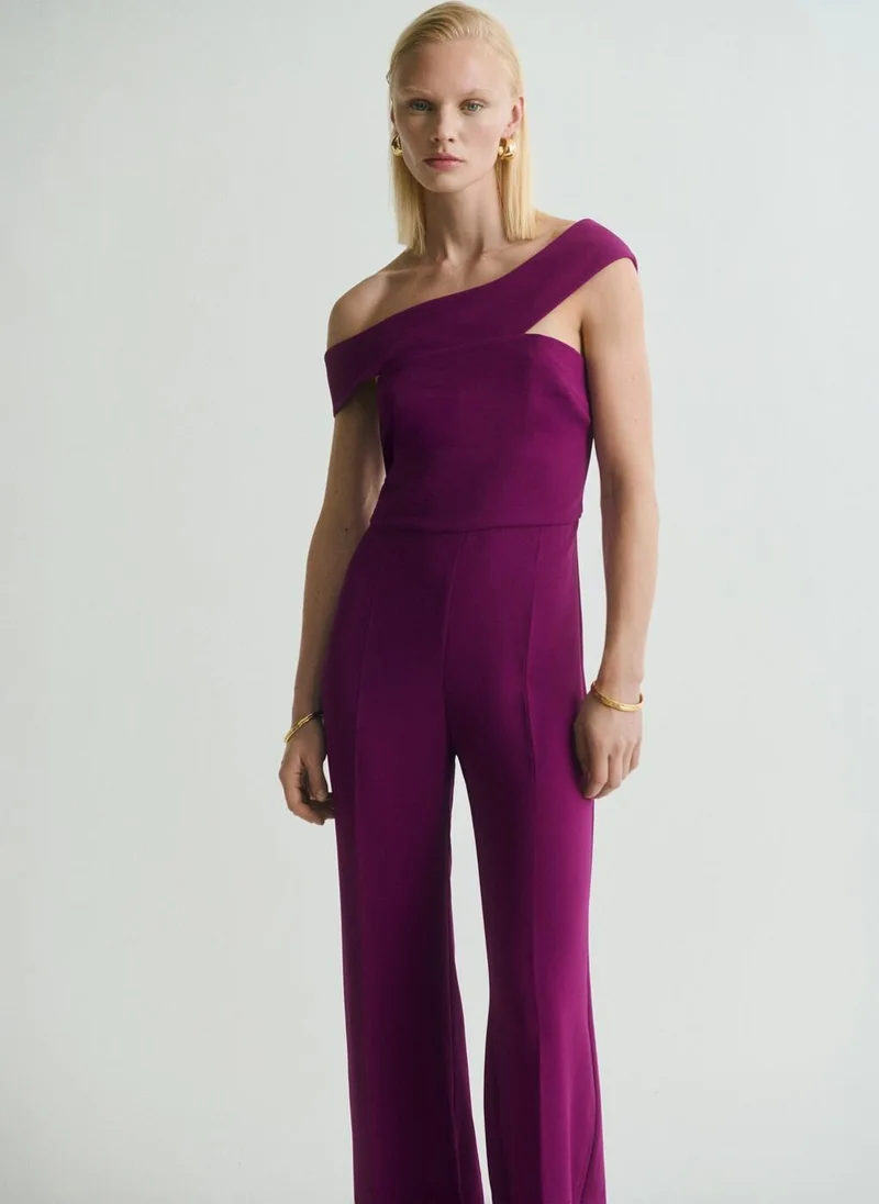 MANGO Long Jumpsuit With Asymmetrical Neck
