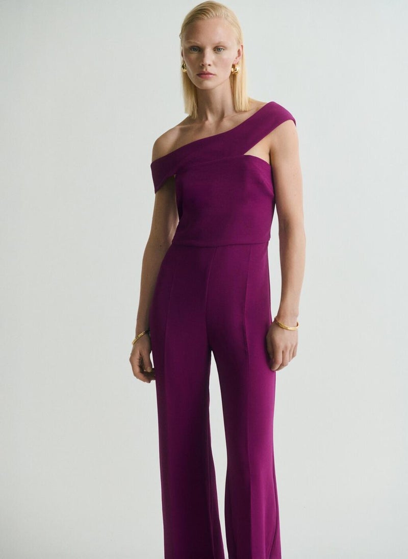 MANGO Long Jumpsuit With Asymmetrical Neck  - Image 4