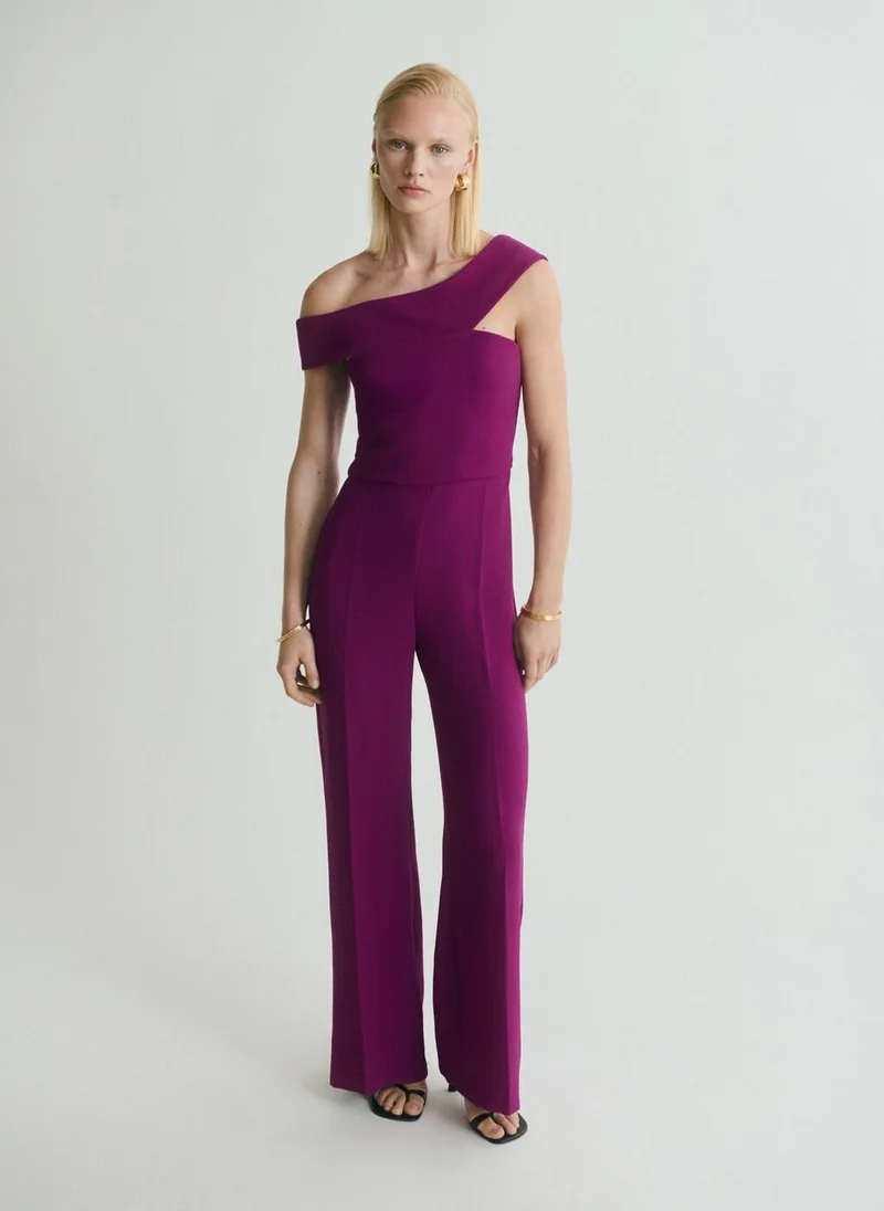 MANGO Long Jumpsuit With Asymmetrical Neck
