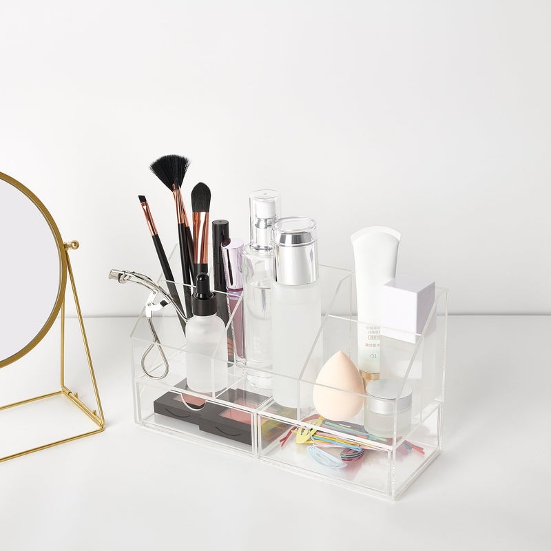 Baitique Acrylic Make-Up Organiser, Compartments & 2 Drawers, Clear, 25x9 cm - Image 4